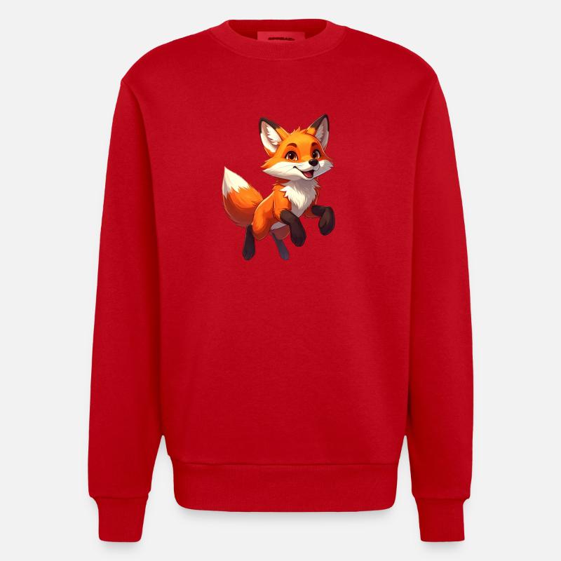 Springender Fuchs - Heavyweight Oversized Organic Crew Neck Made in EU - Rot
