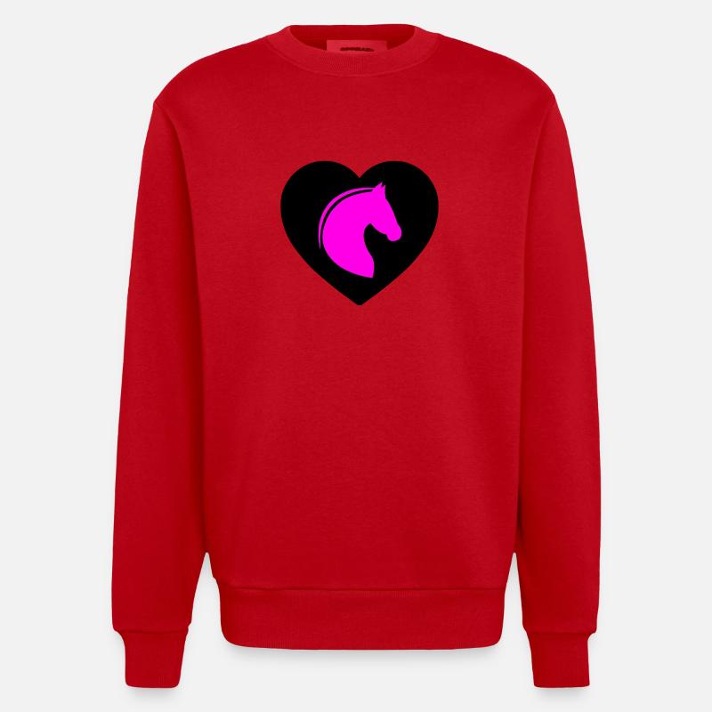 horses - Heavyweight Oversized Organic Crew Neck Made in EU - red