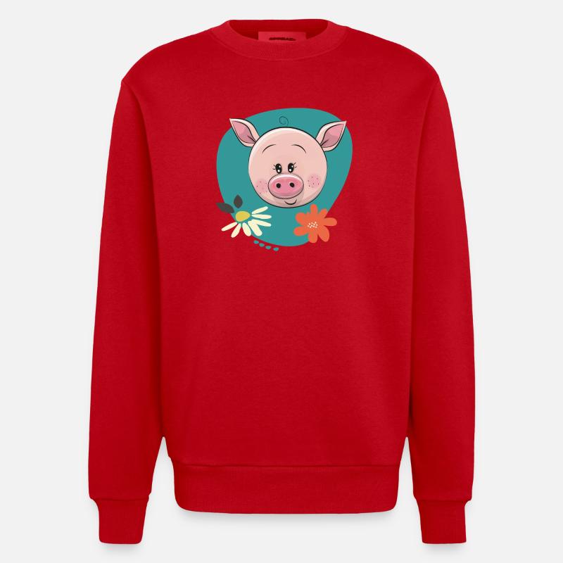 Cochon mignon - Sweat bio épais oversize fabriqué en UE - rouge