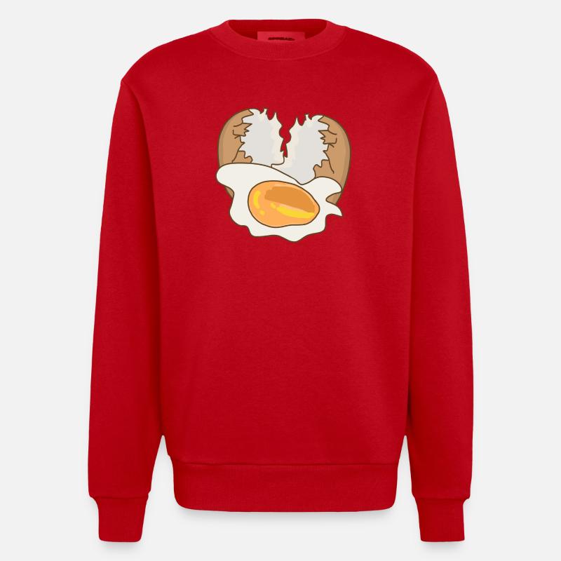 Mirror with eggshell - Heavyweight Oversized Organic Crew Neck Made in EU - red
