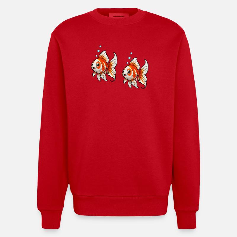 Goldfish Comic - Heavyweight Oversized Organic Crew Neck Made in EU - red