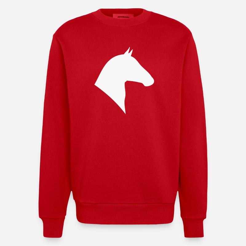 Pferdekopf Silhouette Minimal - Heavyweight Oversized Organic Crew Neck Made in EU - Rot