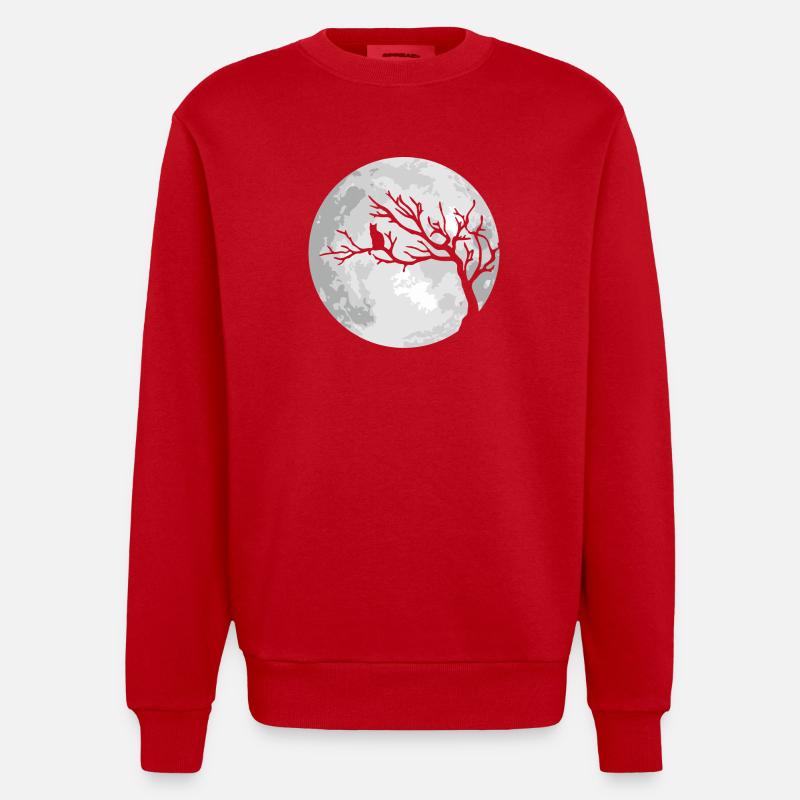 Lune de Chat Lune d’Halloween - Sweat bio épais oversize fabriqué en UE - rouge