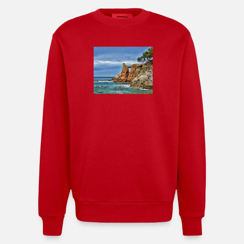 Sea Arch an der Klippenseite - Heavyweight Oversized Organic Crew Neck Made in EU - Rot