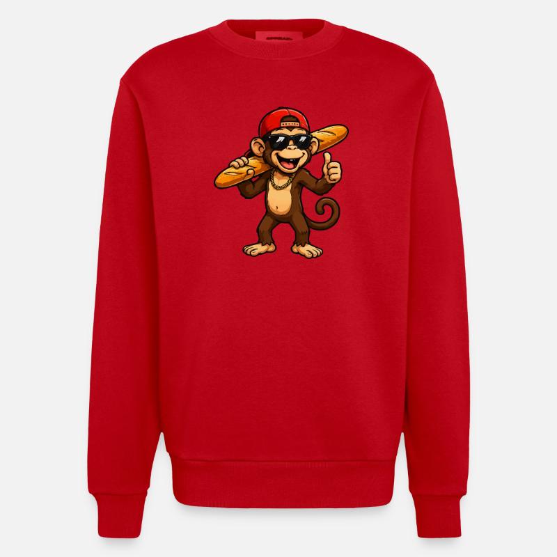 Singe-Baguette-Cool - Sweat bio épais oversize fabriqué en UE - rouge
