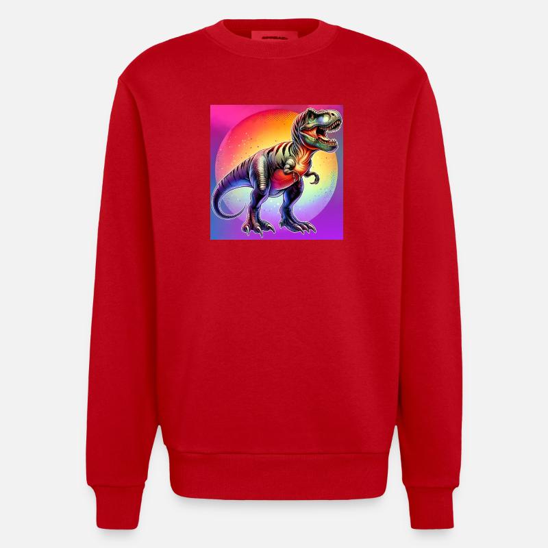 dinosaur - Heavyweight Oversized Organic Crew Neck Made in EU - red