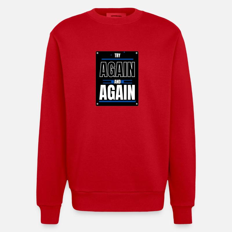 Versuchen Sie es nochmal - Heavyweight Oversized Organic Crew Neck Made in EU - Rot
