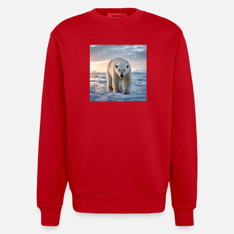 Arktischer Eisbär auf Eis - Heavyweight Oversized Organic Crew Neck Made in EU - Rot