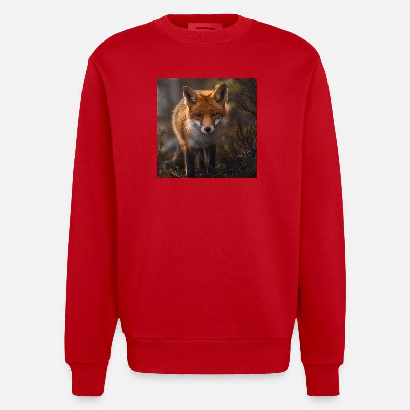 Fuchs in einer Waldlichtung - Heavyweight Oversized Organic Crew Neck Made in EU - Rot