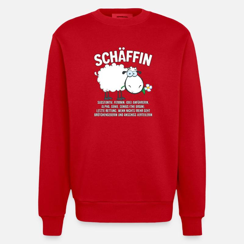 Schäffin - Alpha Schaf mit Sonnenbrille - Heavyweight Oversized Organic Crew Neck Made in EU - Rot