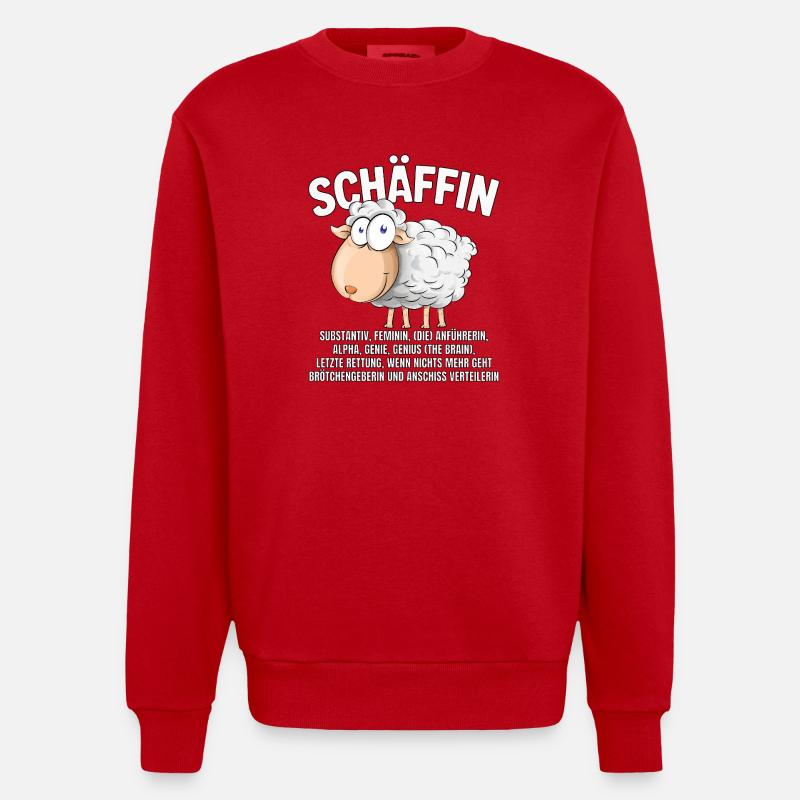 Schäffin - Alpha Schaf als Chefin - Heavyweight Oversized Organic Crew Neck Made in EU - Rot