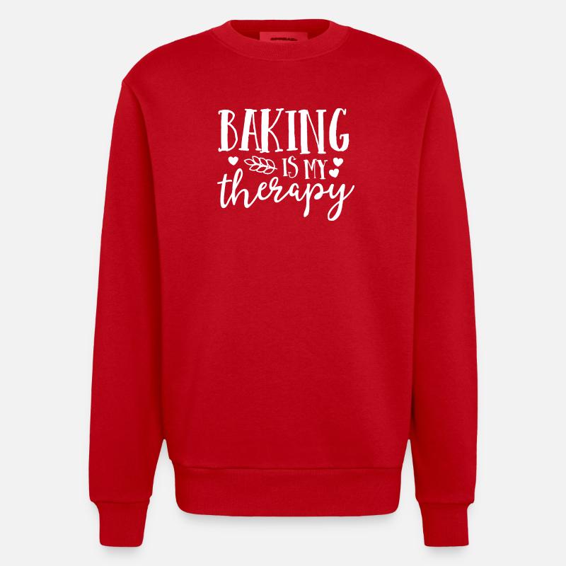 Baking Is My Therapy - Heavyweight Oversized Organic Crew Neck Made in EU - red
