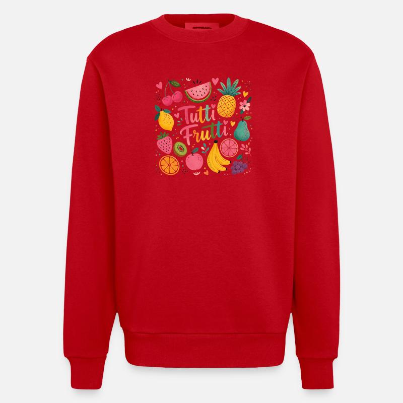 Tutti Frutti Farbexplosion - Heavyweight Oversized Organic Crew Neck Made in EU - Rot