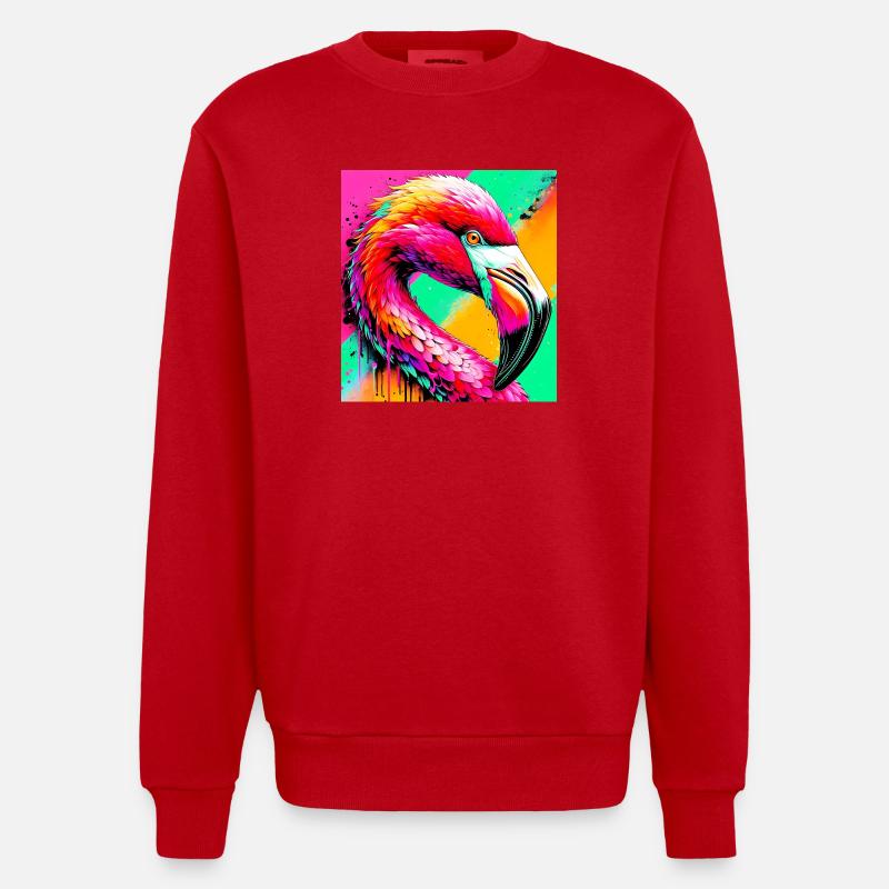 flamingo - Heavyweight Oversized Organic Crew Neck Made in EU - red