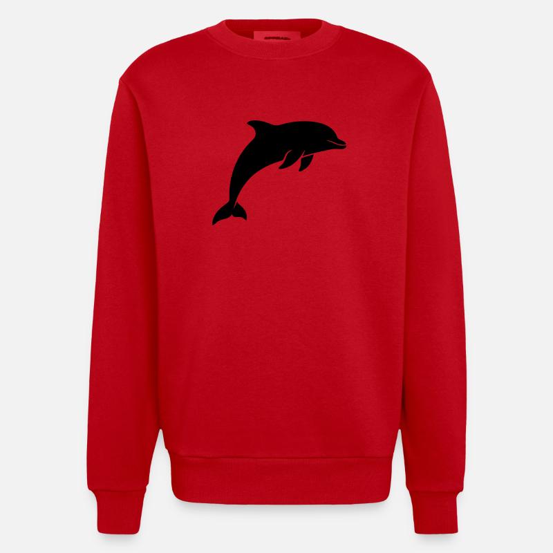 dolphin gift Cute dolphin - Heavyweight Oversized Organic Crew Neck Made in EU - red