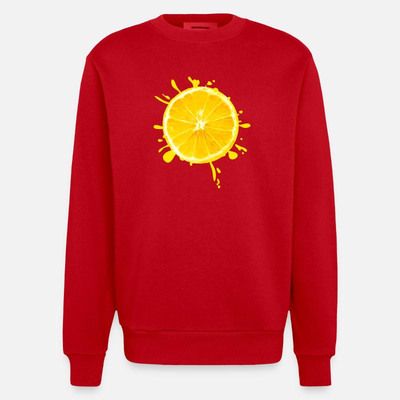 Jaune éclaboussure d’agrumes - Sweat bio épais oversize fabriqué en UE - rouge
