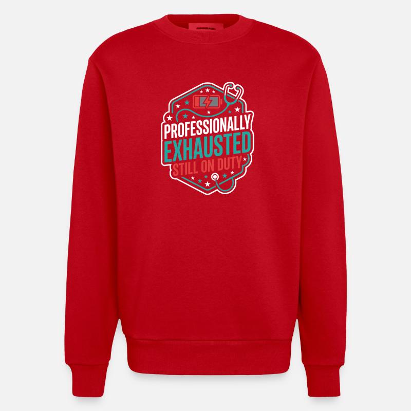 Nachtschicht-krankenschwester, Müde - Heavyweight Oversized Organic Crew Neck Made in EU - Rot