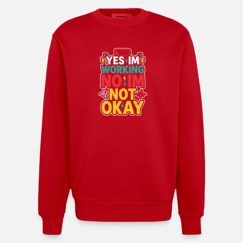 Nachtschicht-krankenschwester, Müde - Heavyweight Oversized Organic Crew Neck Made in EU - Rot