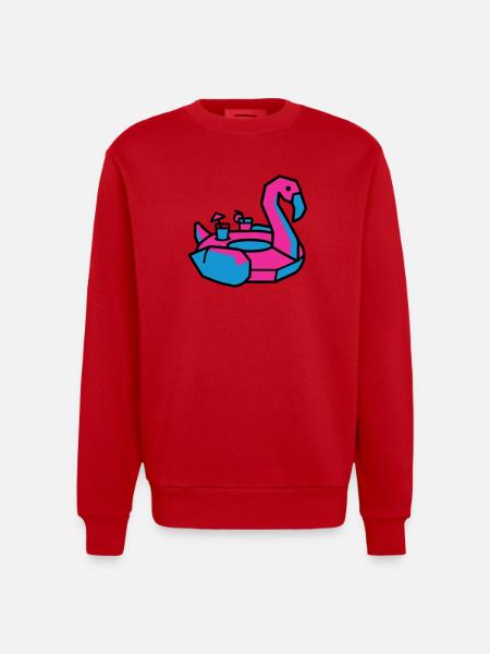 Flamingo Schwimmtier Pool Party - Heavyweight Oversized Organic Crew Neck Made in EU - Rot