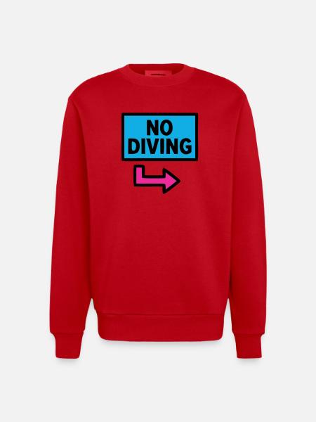 No Diving Schild Pool Retro - Heavyweight Oversized Organic Crew Neck Made in EU - Rot