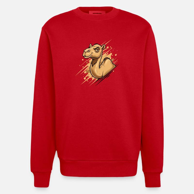 Kamel Karikatur Spritz-Splash - Heavyweight Oversized Organic Crew Neck Made in EU - Rot