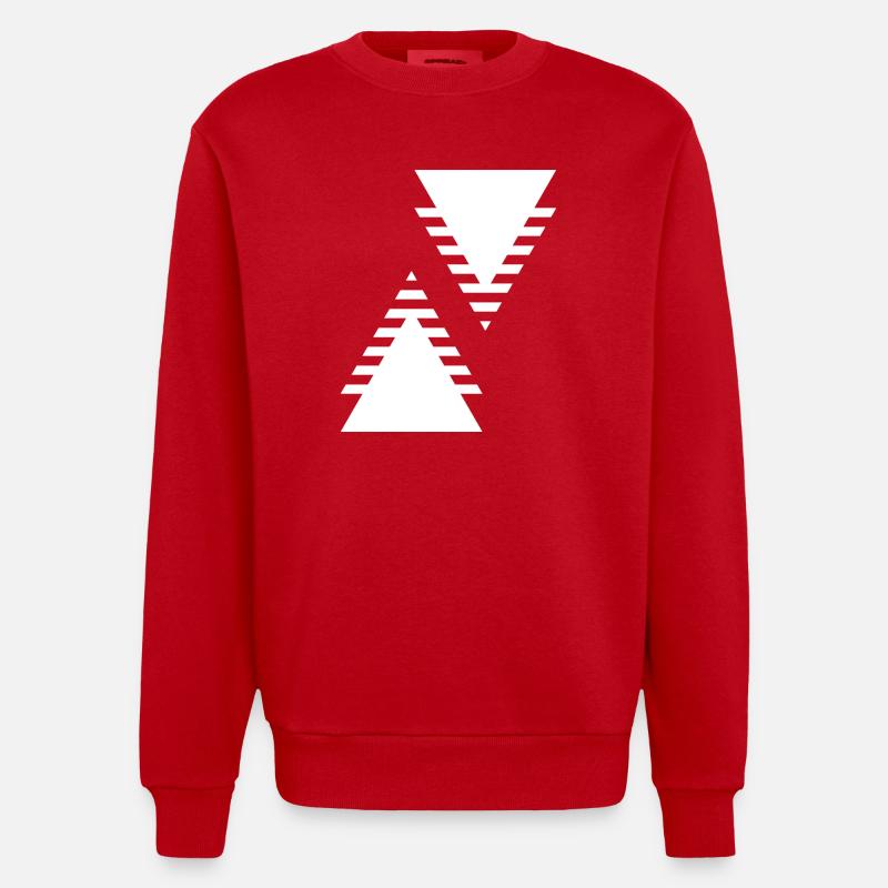geometric triangles design - Heavyweight Oversized Organic Crew Neck Made in EU - red