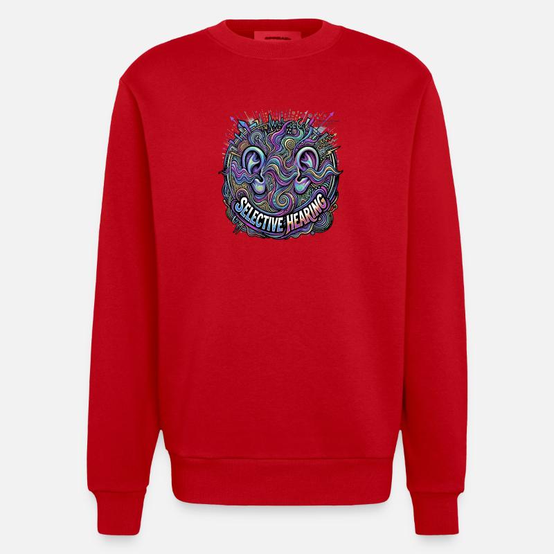 selective hearing - Heavyweight Oversized Organic Crew Neck Made in EU - red