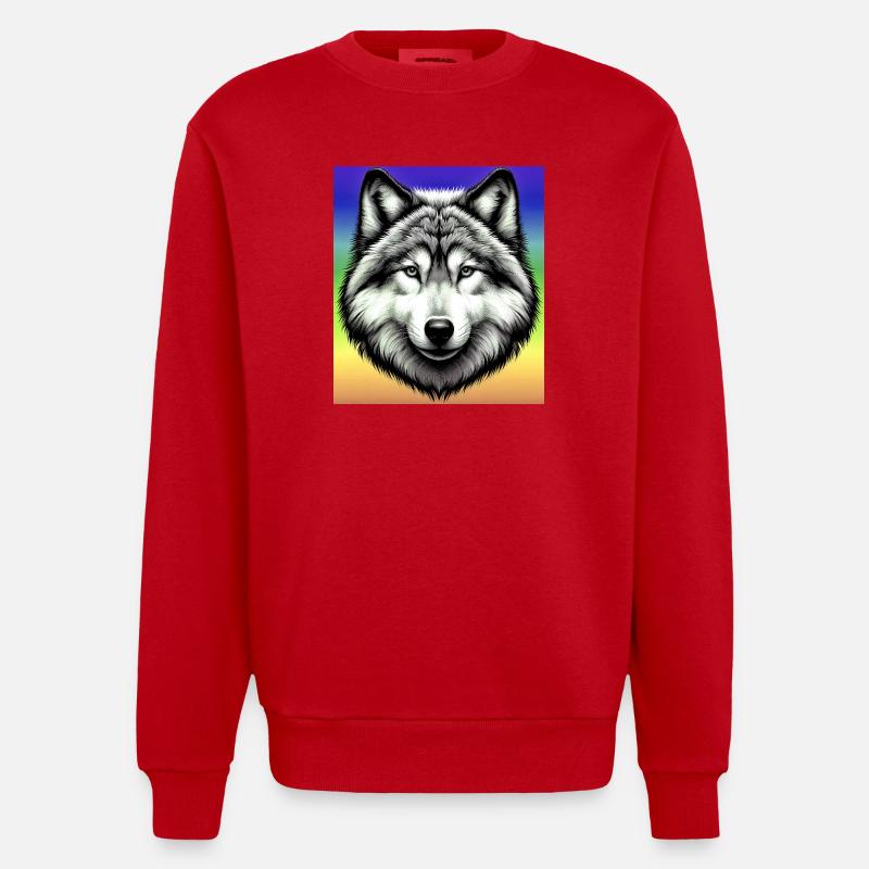 Wolf - Heavyweight Oversized Organic Crew Neck Made in EU - red