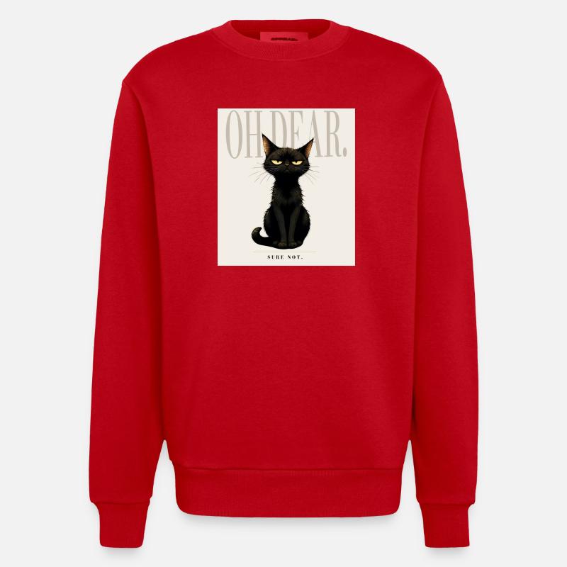 Disappointing. – Sarcastic Black Cat Design - Heavyweight Oversized Organic Crew Neck Made in EU - red
