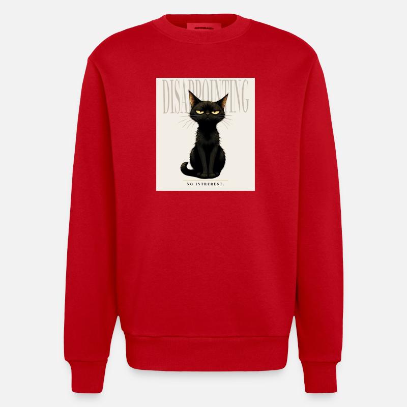 Décevant. – Dessin sarcastique du chat noir - Sweat bio épais oversize fabriqué en UE - rouge