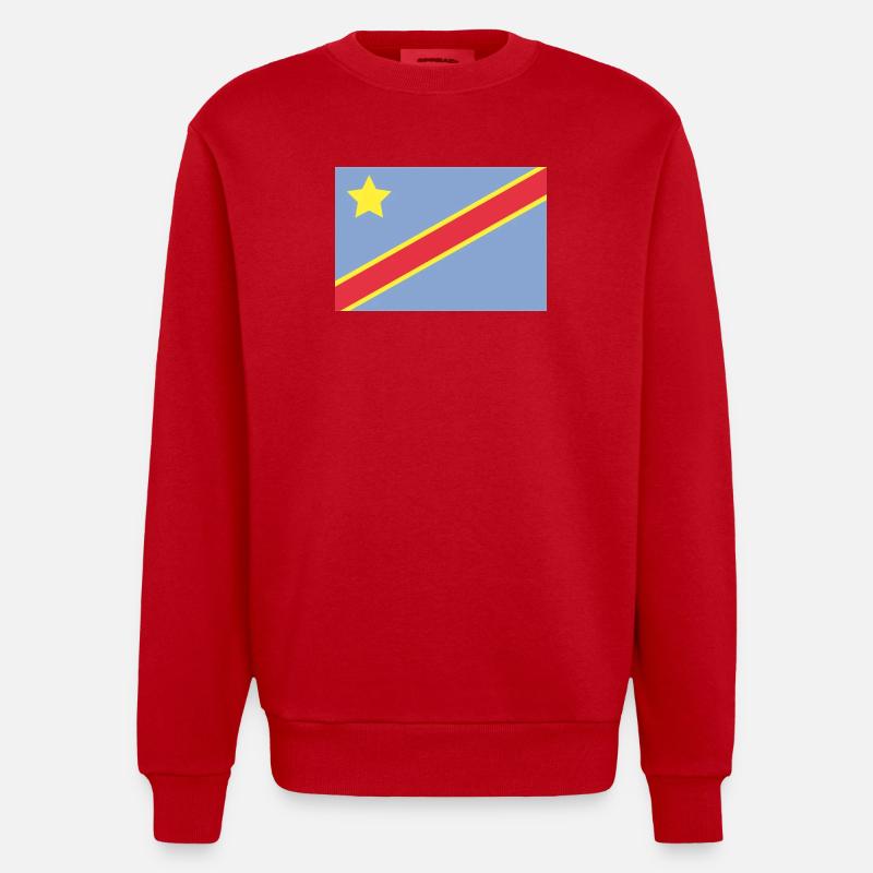 Drapeau du Congo - Sweat bio épais oversize fabriqué en UE - rouge