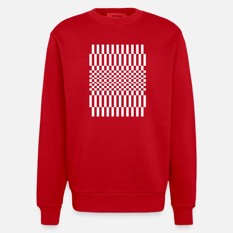 Conception du motif à damier - Sweat bio épais oversize fabriqué en UE - rouge
