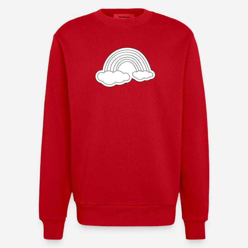 Minimalist rainbow on clouds - Heavyweight Oversized Organic Crew Neck Made in EU - red