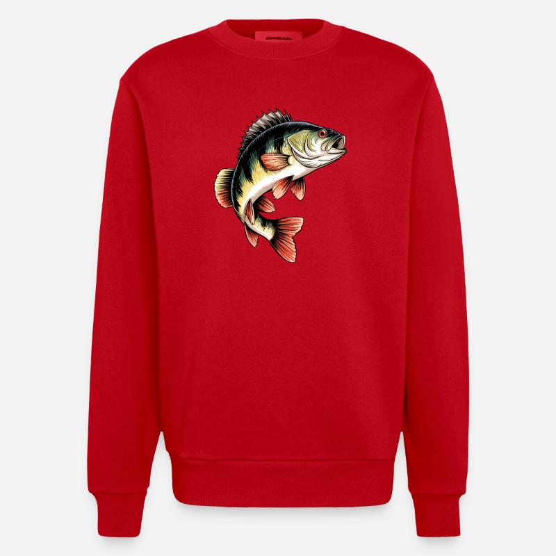 Motif de perche - Sweat bio épais oversize fabriqué en UE - rouge