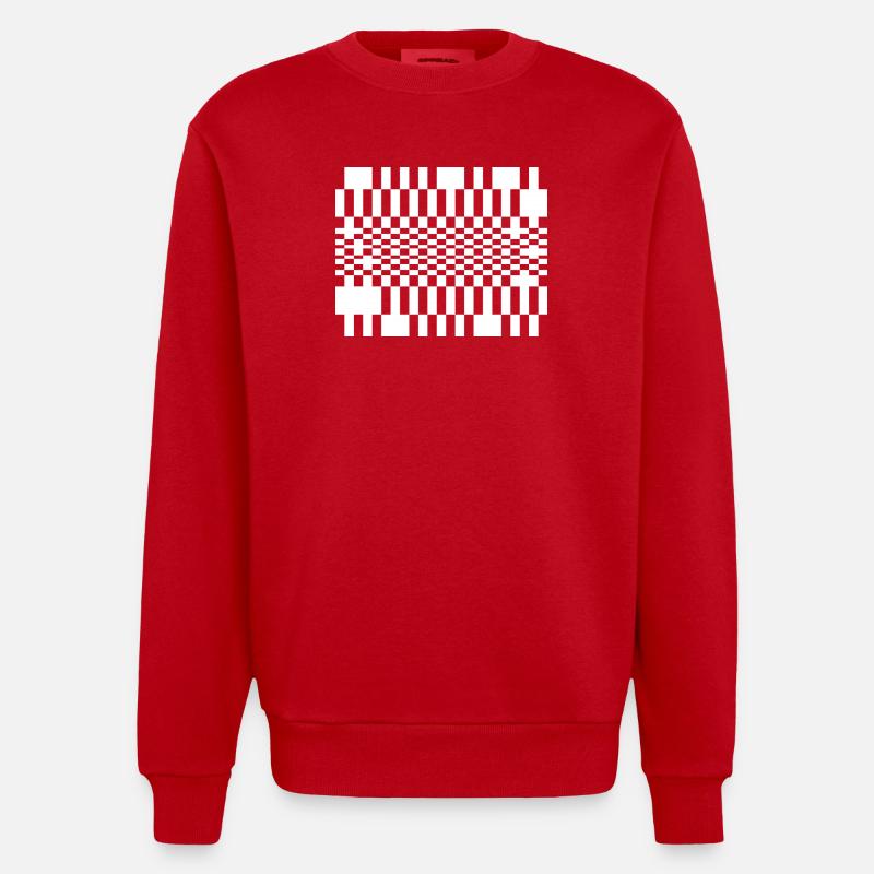 Grille d’ondes optiques - Sweat bio épais oversize fabriqué en UE - rouge