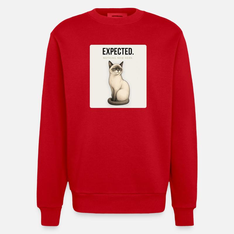 EXPECTED Sarcastic Cat Design - Heavyweight Oversized Organic Crew Neck Made in EU - Rot