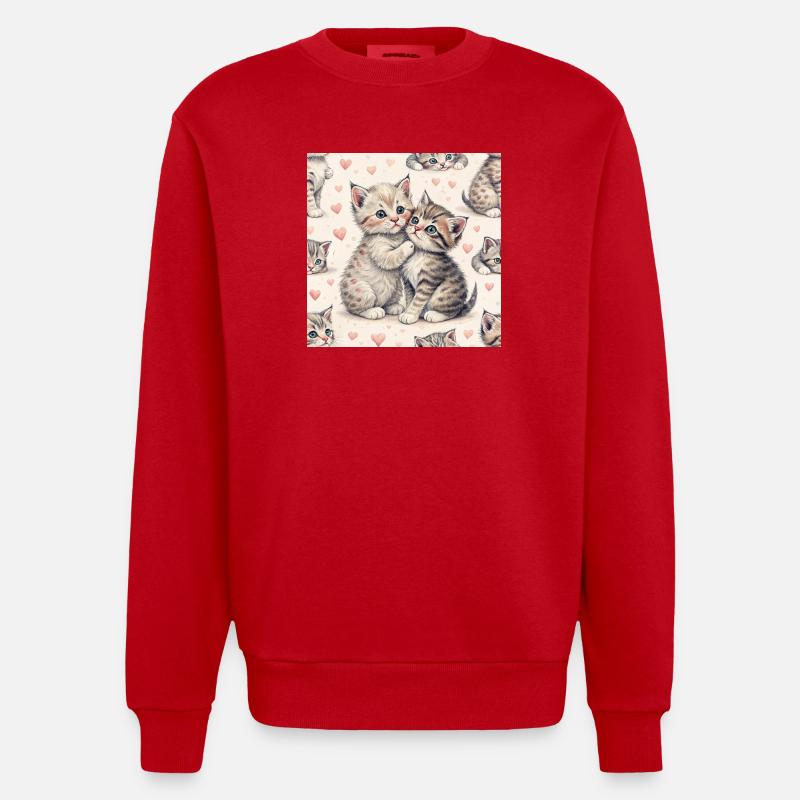 Étreinte sincère de Pastel Kittens - Sweat bio épais oversize fabriqué en UE - rouge