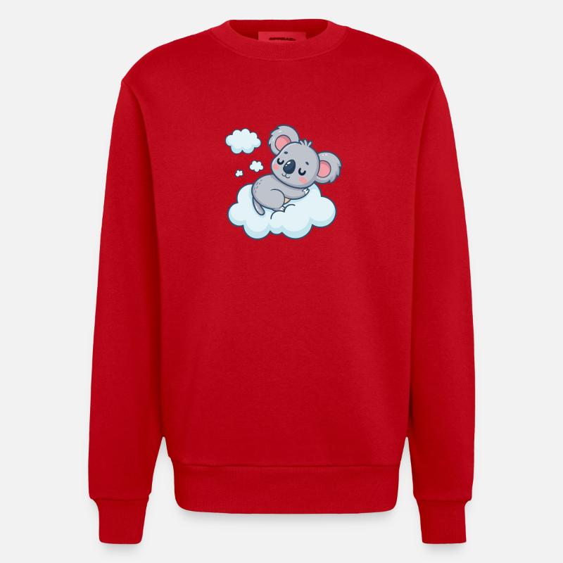 Schläfrige Koala-Wolke - Heavyweight Oversized Organic Crew Neck Made in EU - Rot