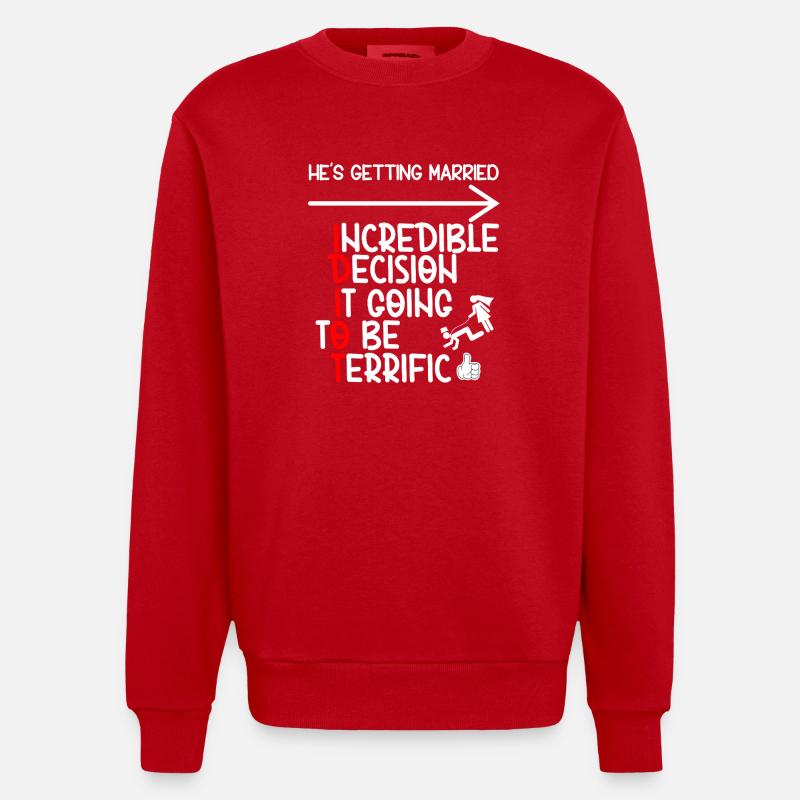 Witziger Bachelor-IDIOT - Heavyweight Oversized Organic Crew Neck Made in EU - Rot