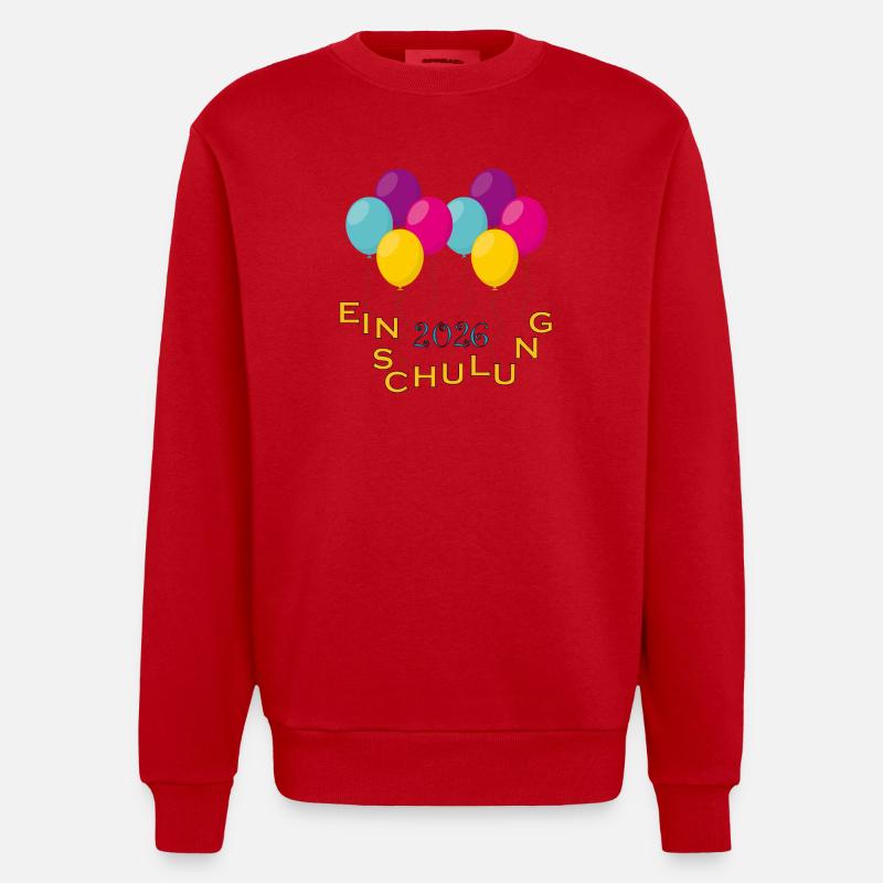 Bunte Ballons Einschulung - Heavyweight Oversized Organic Crew Neck Made in EU - Rot