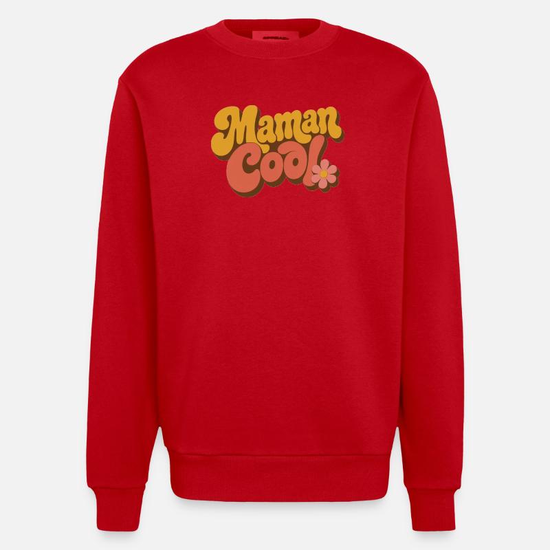 Mama Cool rétro fleurs 70s - Sweat bio épais oversize fabriqué en UE - rouge