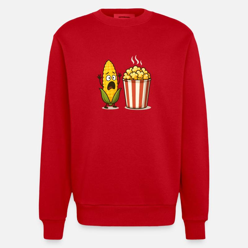 Schockiertes Mais-Popcorn - Heavyweight Oversized Organic Crew Neck Made in EU - Rot
