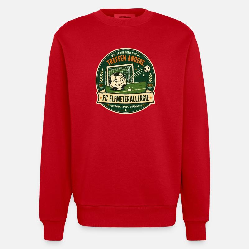 FC Elfmeterallergie - Heavyweight Oversized Organic Crew Neck Made in EU - Rot