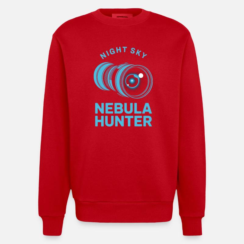 Nebula Hunter Night Sky - Heavyweight Oversized Organic Crew Neck Made in EU - red