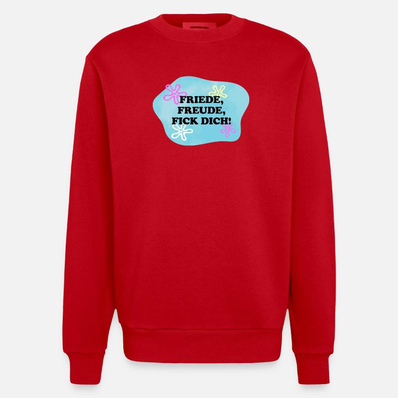 Friede, Freude, Fick Dich! | Sarkasmus | Meme - Heavyweight Oversized Organic Crew Neck Made in EU - Rot
