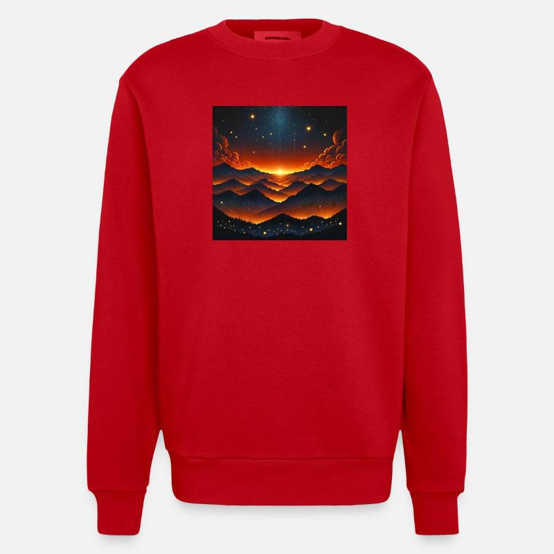 Coucher de soleil éclatant sur Bergen - Sweat bio épais oversize fabriqué en UE - rouge