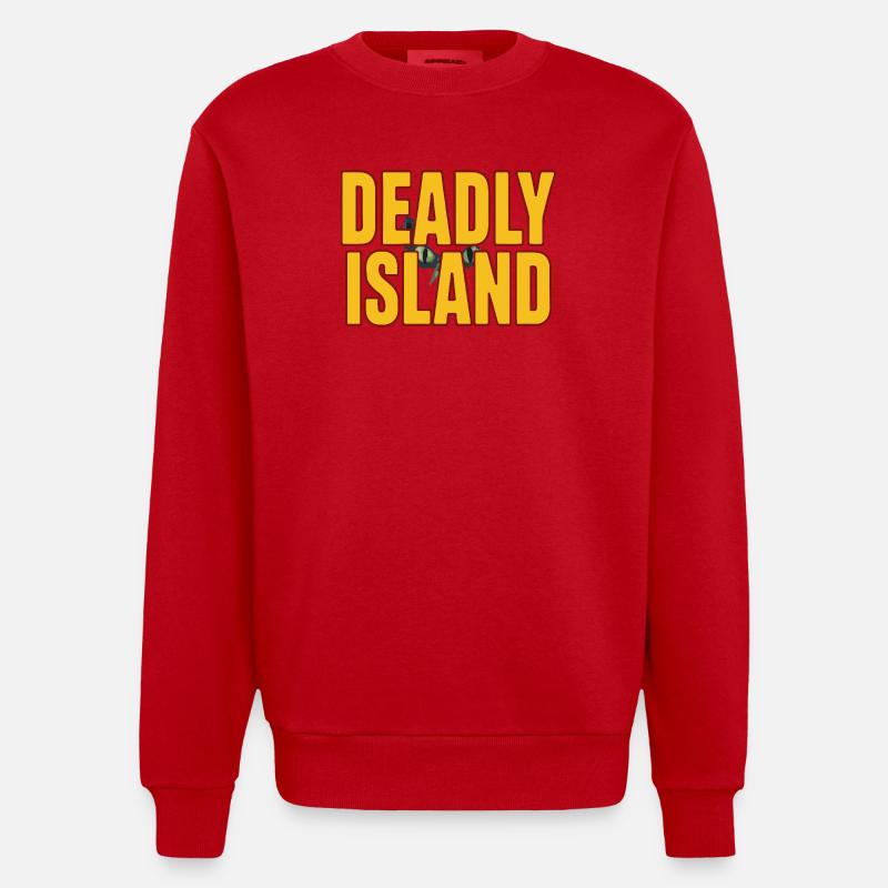 Texte en gras de l’île - Sweat bio épais oversize fabriqué en UE - rouge