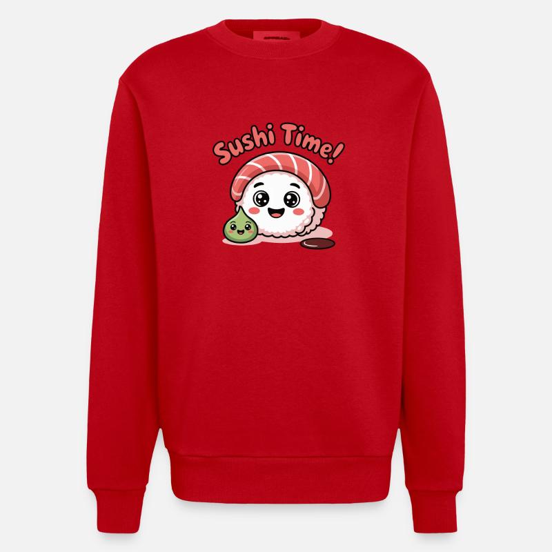 Icône du Sushi Time Roll - Sweat bio épais oversize fabriqué en UE - rouge