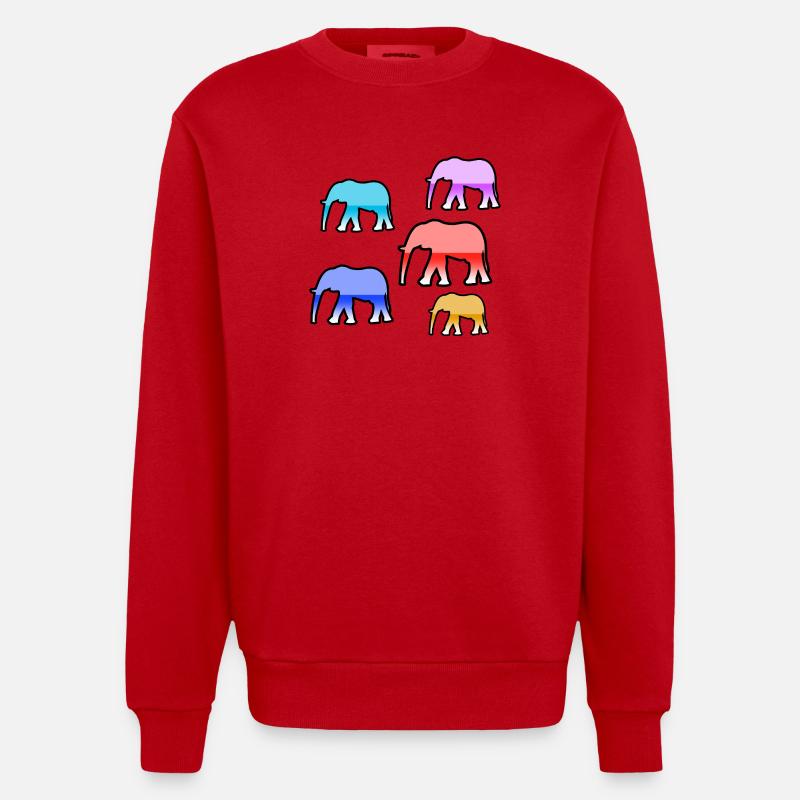 Éléphants - Sweat bio épais oversize fabriqué en UE - rouge