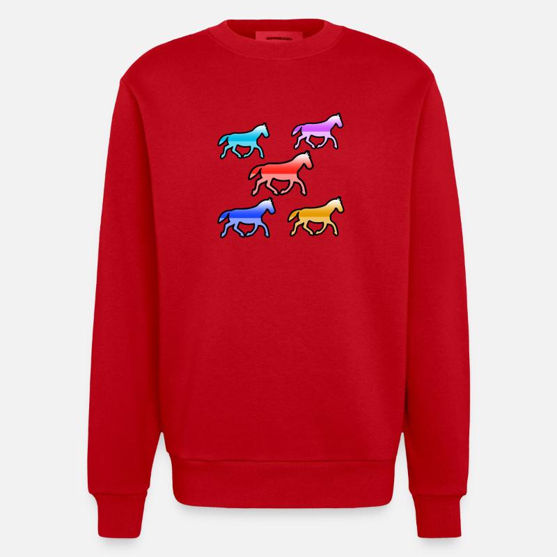Pferde - Heavyweight Oversized Organic Crew Neck Made in EU - Rot